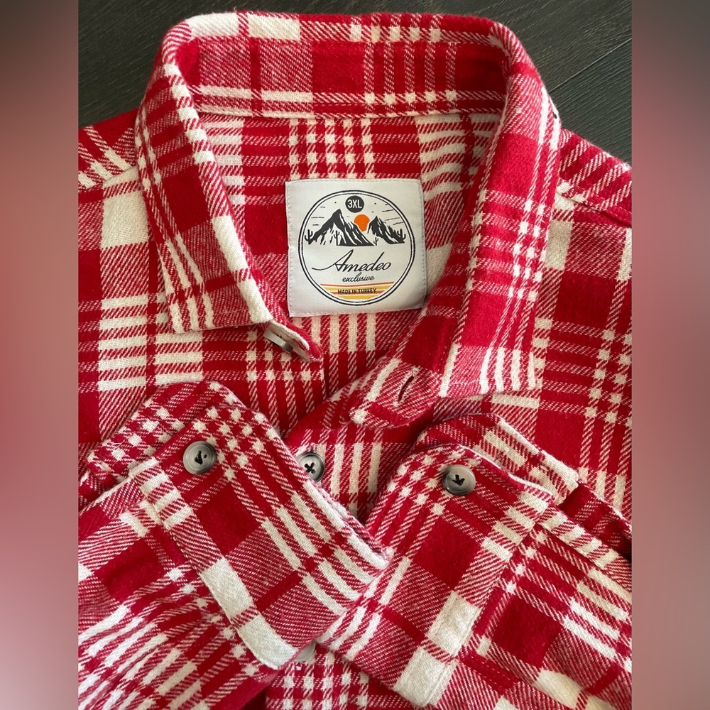 Amedeo - Cotton/ wool blend - Plaid button up shirt Size 3XL